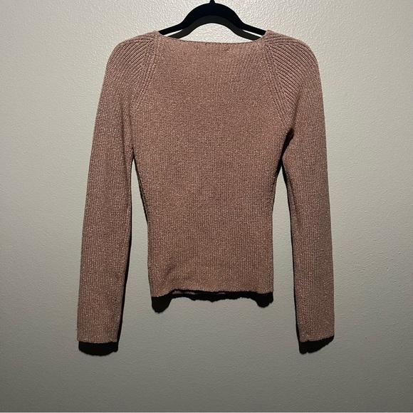 ASTR THE LABEL- Rose gold Sparkly Long Sleeve Ribbed Top Size M - Picture 2 of 3